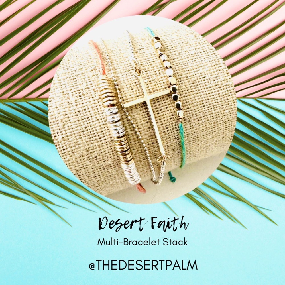 Desert Faith Layered Bracelet Stack ✨ | Cross & Beaded String Bracelet Set